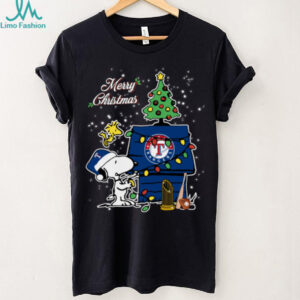 Texas Rangers Merry Christmas With Snoopy Baby T Shirt
