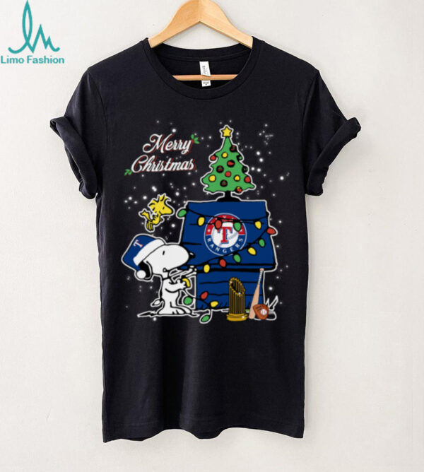 Texas Rangers Merry Christmas With Snoopy Baby T Shirt