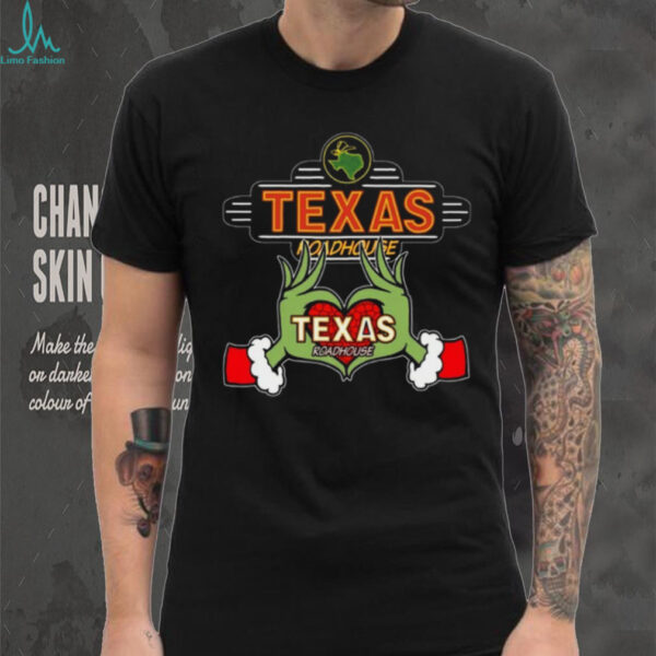 The Grinch Heart Hands Love Texas Roadhouse Funny Christmas Employee T Shirt