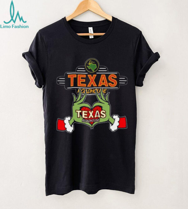 The Grinch Heart Hands Love Texas Roadhouse Funny Christmas Employee T Shirt