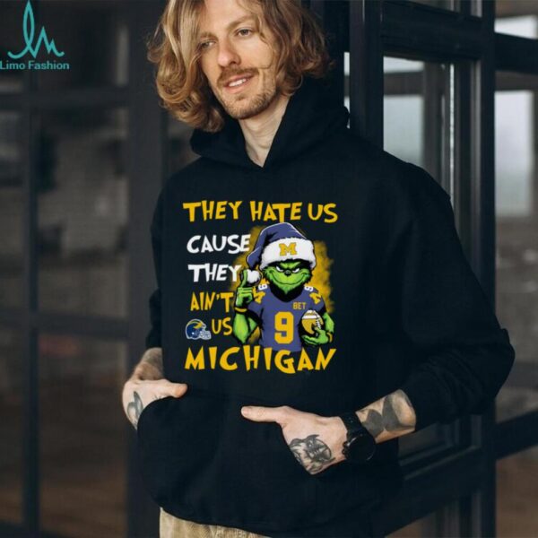 The Grinch Santa Hat They Hate Us Because Ain’t Us Michigan Football Christmas Shirt