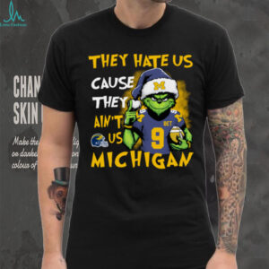 The Grinch Santa Hat They Hate Us Because Ain’t Us Michigan Football Christmas Shirt