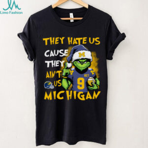 The Grinch Santa Hat They Hate Us Because Ain’t Us Michigan Football Christmas Shirt