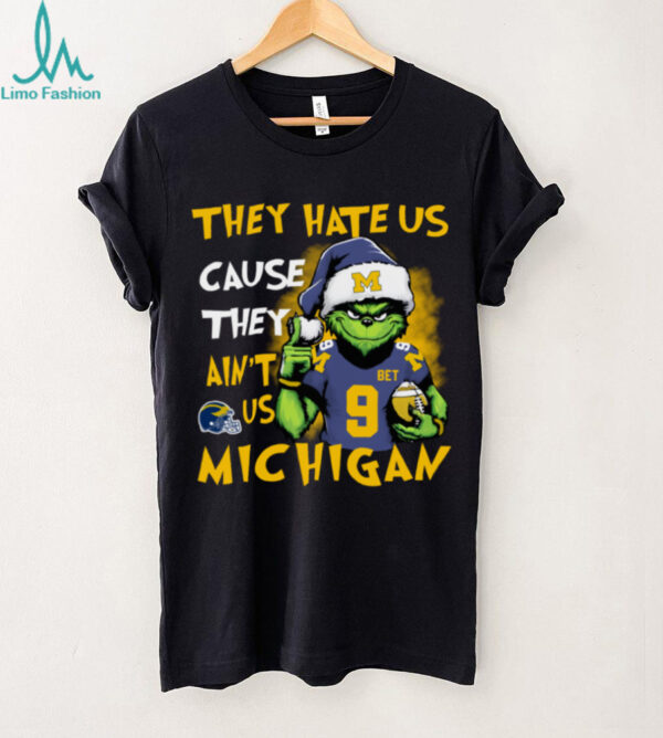The Grinch Santa Hat They Hate Us Because Ain’t Us Michigan Football Christmas Shirt