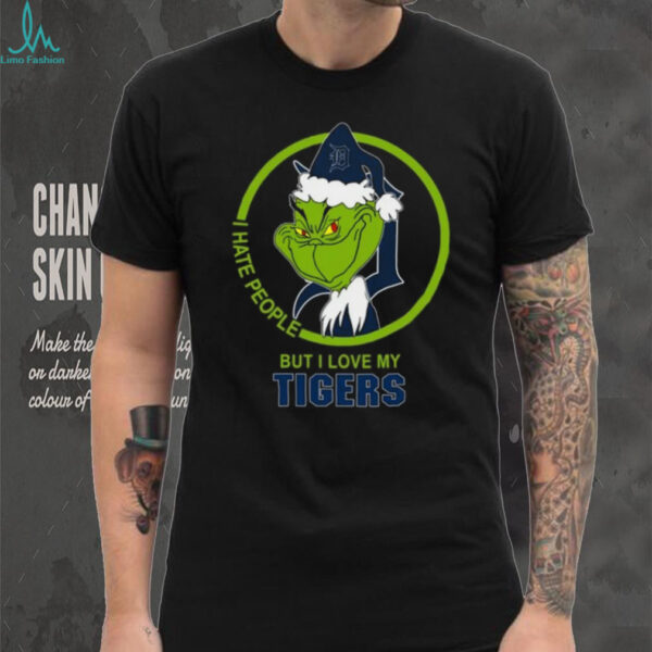 The Grinch Tigers Baseball Fan I Hate People But I Love My Tigers Christmas T Shirt