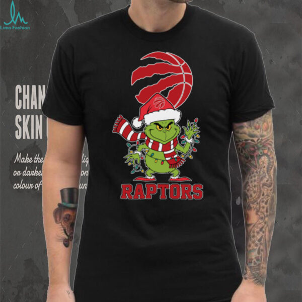Toronto Raptors Christmas Grinch Santa Hat Holiday 2025 TShirt
