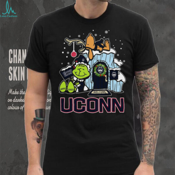 UConn Huskies Grinch and Snoopy Nuts Welcome Christmas T Shirt
