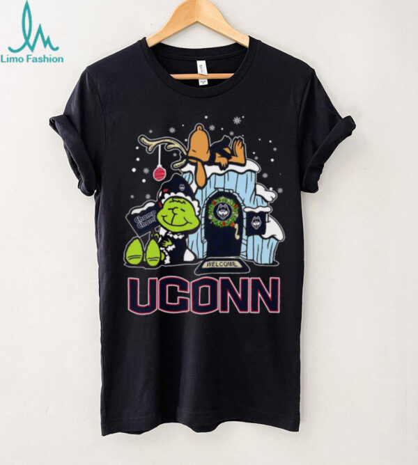 UConn Huskies Grinch and Snoopy Nuts Welcome Christmas T Shirt