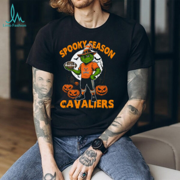 Virginia Cavaliers Halloween Shirt – Spooky Season NCAA Football Tee – Custom Name Grinch College Fan Apparel
