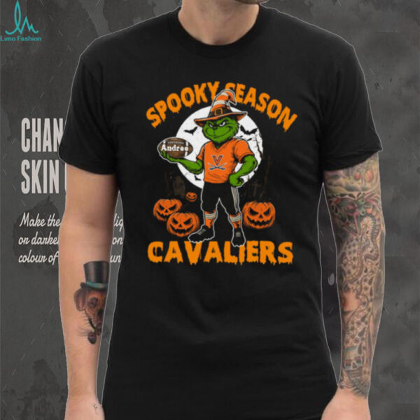 Virginia Cavaliers Halloween Shirt – Spooky Season NCAA Football Tee – Custom Name Grinch College Fan Apparel