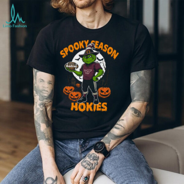 Virginia Tech Hokies Spooky Season Tee – Custom Name NCAA Football Shirt – Grinch Halloween Personalized Gift