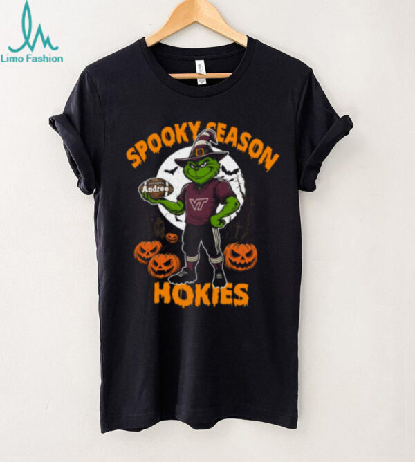 Virginia Tech Hokies Spooky Season Tee – Custom Name NCAA Football Shirt – Grinch Halloween Personalized Gift