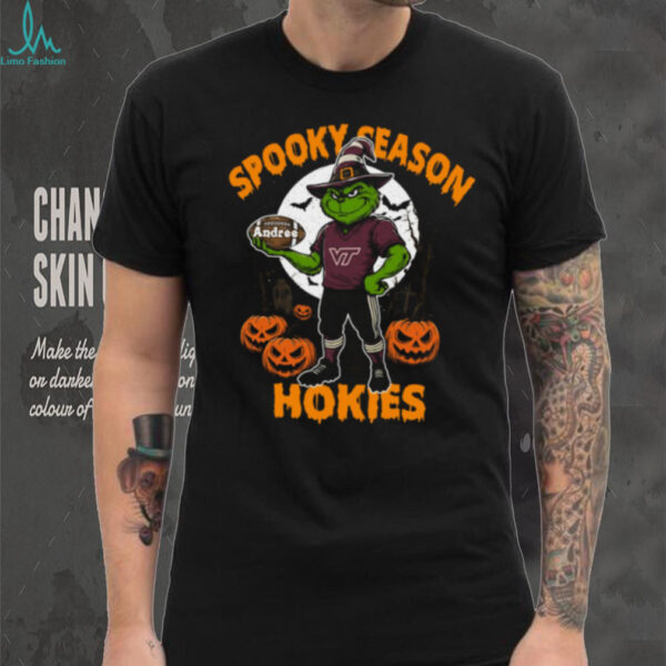 Virginia Tech Hokies Spooky Season Tee – Custom Name NCAA Football Shirt – Grinch Halloween Personalized Gift