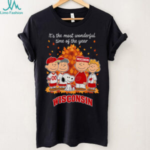 Wisconsin Badgers x Peanuts Fall T Shirt It’s the Most Wonderful Time of the Year
