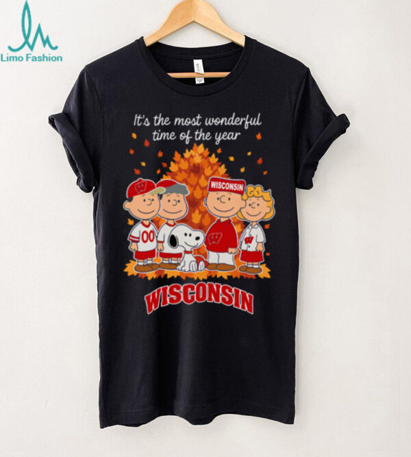 Wisconsin Badgers x Peanuts Fall T Shirt It’s the Most Wonderful Time of the Year