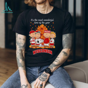 Wisconsin Badgers x Peanuts Fall T Shirt It’s the Most Wonderful Time of the Year