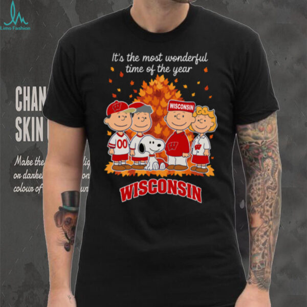 Wisconsin Badgers x Peanuts Fall T Shirt It’s the Most Wonderful Time of the Year