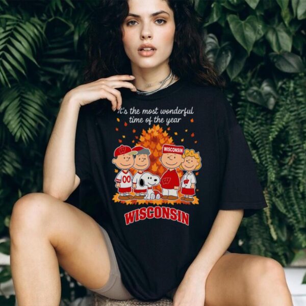 Wisconsin Badgers x Peanuts Fall T Shirt It’s the Most Wonderful Time of the Year