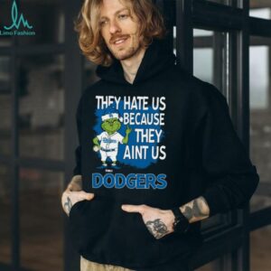 Personalized Los Angeles Dodgers Christmas Tee, Grinch Santa Baseball Shirt with Quote They Hate Us Ain’t Us, Funny MLB Gift
