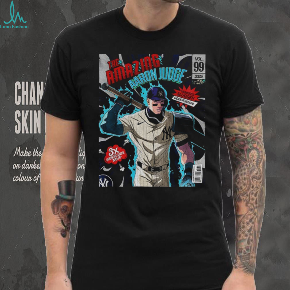 Aaron Judge the Amazing New York Yankees slugger does it again 3X American League MVP cartoon shirt Aaron Judge the Amazing New York Yankees slugger does it again 3X American League MVP cartoon shirt