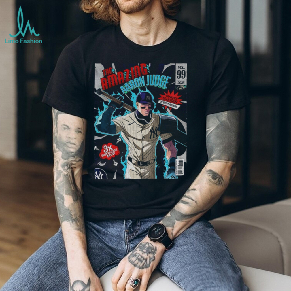 Aaron Judge the Amazing New York Yankees slugger does it again 3X American League MVP cartoon shirt Aaron Judge the Amazing New York Yankees slugger does it again 3X American League MVP cartoon shirt
