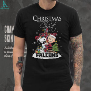 Atlanta Falcons Snoopy Begins With Christ And Friends Peanuts Christmas Shirt