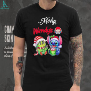Baby Grinch and Stitch x Wendy's Merry Christmas Shirt
