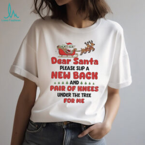 Baby Yoda Santa Claus dear Santa please slip a new back and pair of knees under the tree for me Christmas shirt