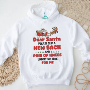 Baby Yoda Santa Claus dear Santa please slip a new back and pair of knees under the tree for me Christmas shirt