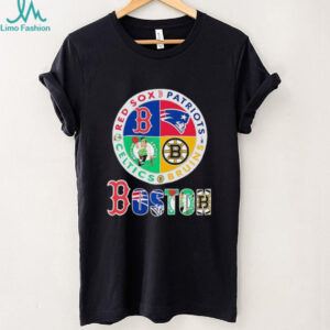 Boston sports teams circle logo Red Sox Patriots Bruins Celtics shirt