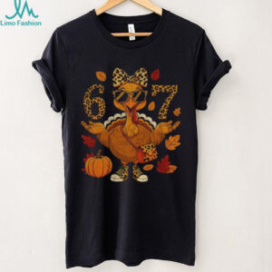 Boujee turkey leopard bow fall 6 7 meme Happy Thanksgiving shirt
