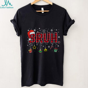 Bruh Funny Christmas Red Plaid Teens Boys Kids Xmas Pajamas T Shirt