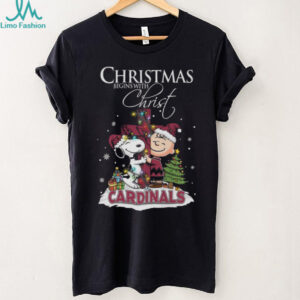 Cardinals Snoopy Begins With Christ And Friends Peanuts Christmas Shirt
