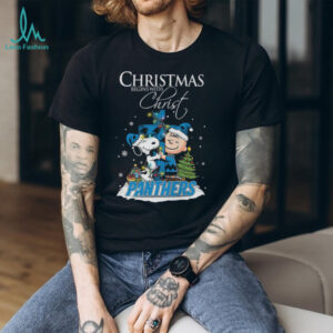 Carolina Panthers Snoopy Begins With Christ And Friends Peanuts Christmas Shirt