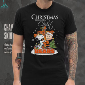 Chicago Bears Snoopy Begins With Christ And Friends Peanuts Christmas Shirt