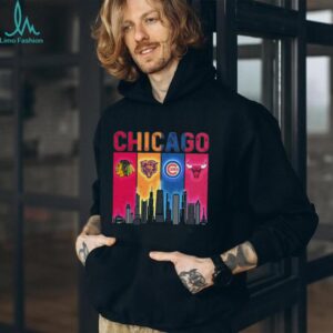 Chicago Bulls Chicago Cubs Chicago Bears And Chicago Blackhawks My City My Team Chicago Skyline T shirts