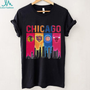 Chicago Bulls Chicago Cubs Chicago Bears And Chicago Blackhawks My City My Team Chicago Skyline T shirts