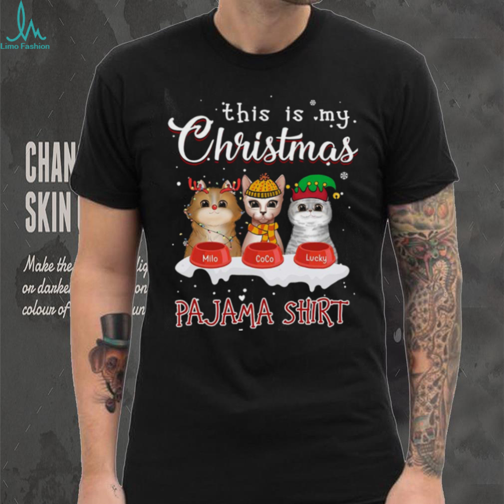 Christmas Cat Pajama Shirt Christmas Cat Pajama Shirt