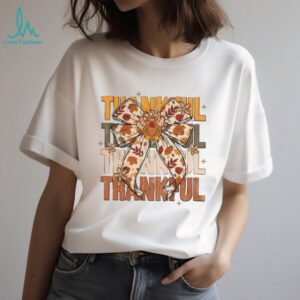 Coquette Thankful Turkey Boho Floral Fall Thanksgiving shirt