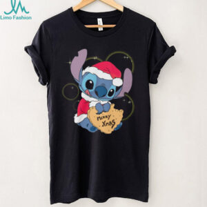 Disney Lilo & Stitch Christmas Santa Stitch Eating Cookie T Shirt