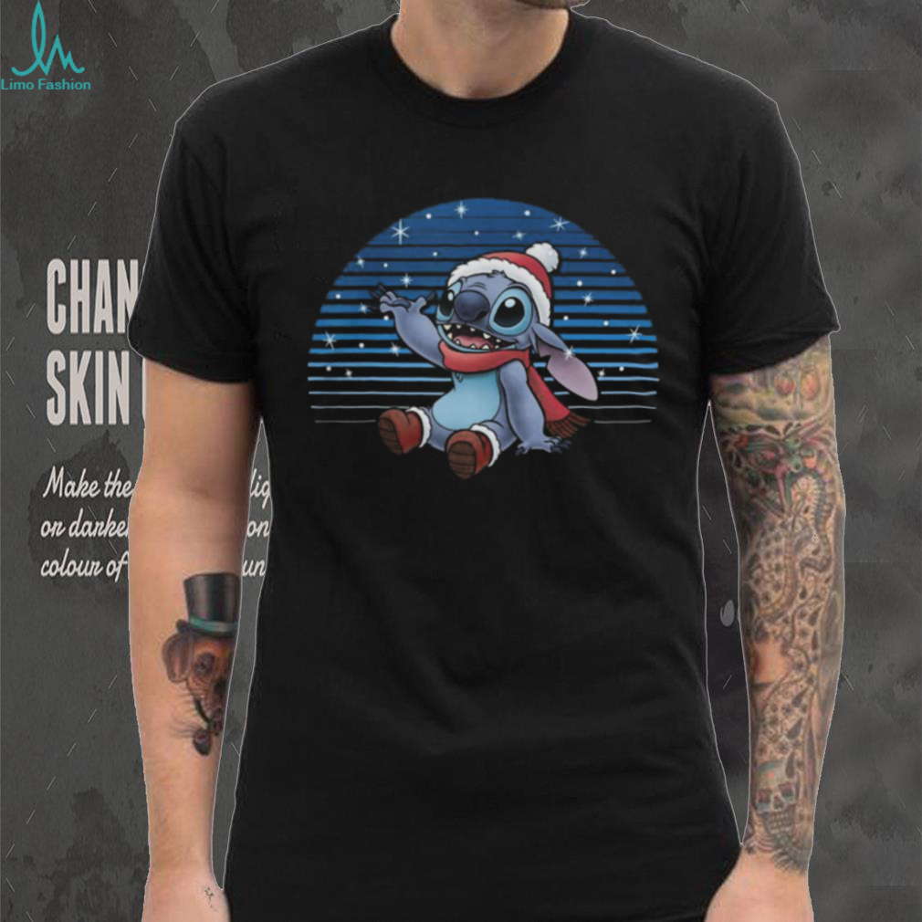 Disney Lilo & Stitch Christmas Stitch Snowfall Portrait T Shirt Disney Lilo & Stitch Christmas Stitch Snowfall Portrait T Shirt