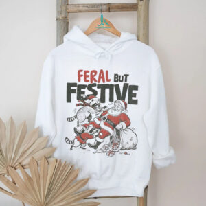 Funny Christmas raccoon vs Santa Feral but festive shirt