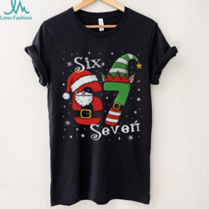 Funny Six Seven 67 Meme 6 7 Elf Santa Christmas Pajamas Kids T Shirt