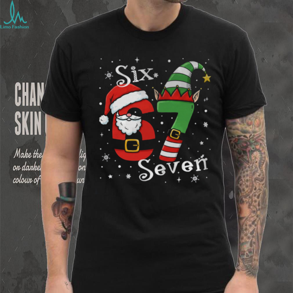 Funny Six Seven 67 Meme 6 7 Elf Santa Christmas Pajamas Kids T Shirt Funny Six Seven 67 Meme 6 7 Elf Santa Christmas Pajamas Kids T Shirt