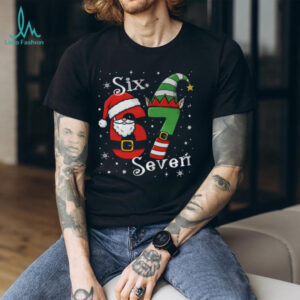 Funny Six Seven 67 Meme 6 7 Elf Santa Christmas Pajamas Kids T Shirt