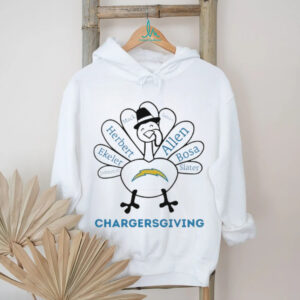 Funny Turkey Chargersgiving Thanksgiving with Los Angeles Chargers Heroes NFL Herbert Allen shirt