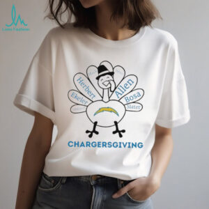 Funny Turkey Chargersgiving Thanksgiving with Los Angeles Chargers Heroes NFL Herbert Allen shirt