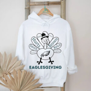 Funny Turkey Eaglesgiving Thanksgiving with Philadelphia Eagles Heroes NFL Hurts Brown shirt