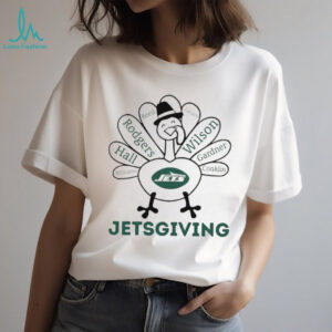 Funny Turkey Jetsgiving Thanksgiving with New York Jets Heroes NFL Rodgers Wilson shirt