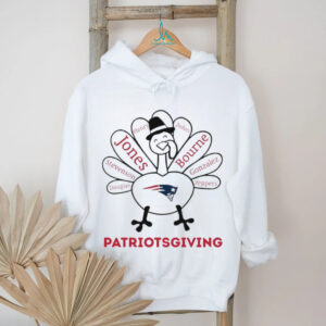 Funny Turkey Patriotsgiving Thanksgiving with New England Patriots Heroes NFL Jones Bourne shirt